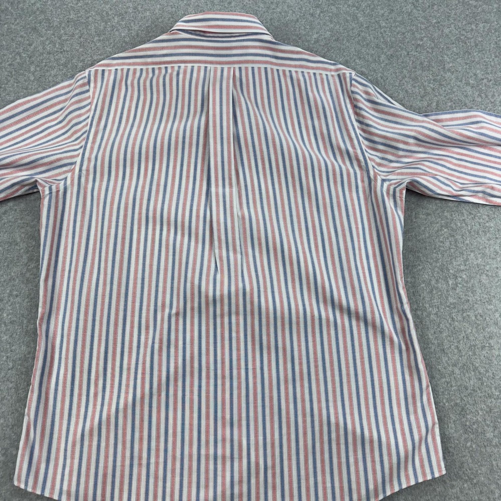Brooks Brothers 346 Oxford Shirt Mens Large Red Blue Stripe Slim Fit Non Iron - Picture 5 of 8